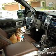 Tessa uses her inside voice when inside the quiet cabin of the 2011 Ford F-150