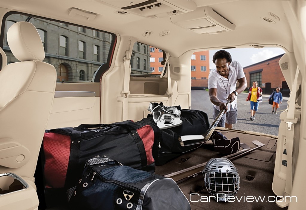 VW Routan has 144 cubic feet of cargo space and stowable 3rd row seats