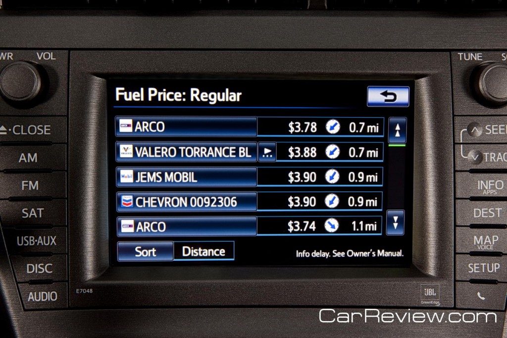 2012 Prius Plug-in -- shop fuel prices using XM satellite radio feature